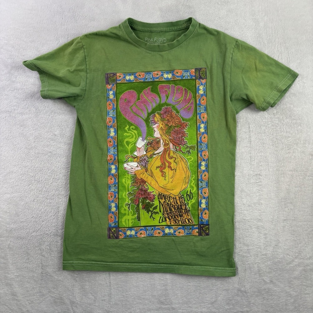 Pink Floyd Marquee London Green Short Sleeve Graphic Shirt Men's S Distressed